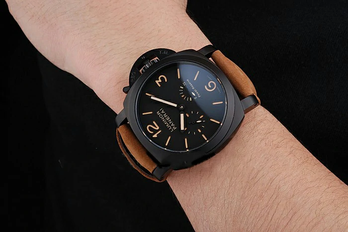 Panerai Luminor 1950 3 Days Power Reserve Black Dial Black Case Brown Suede Leather Strap new122050