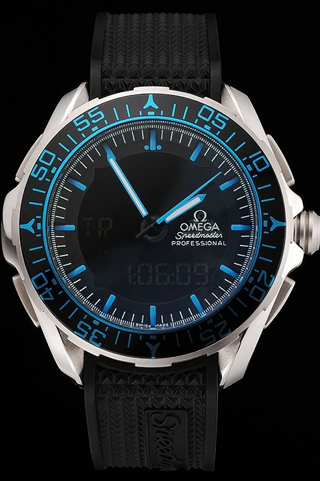 Omega Speedmaster Skywalker X 33 Black Dial Blue On Black Bezel Stainless Steel Black Rubber Strap new122085