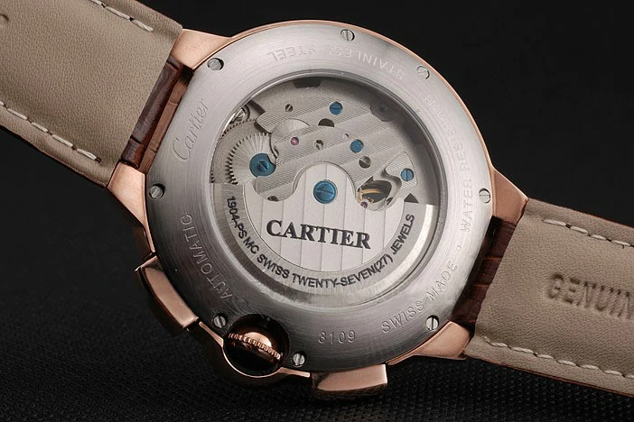 Cartier Ballon Bleu Flying Tourbillon White Dial Rose Gold Case Brown Leather Strap new122127