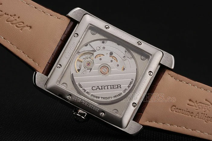 Cartier Tank MC White Dial Stainless Steel Case Brown Leather Strap new122140