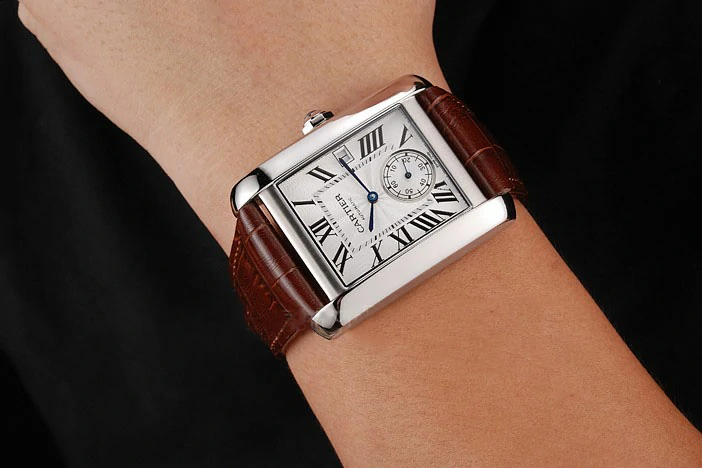 Cartier Tank MC White Dial Stainless Steel Case Brown Leather Strap new122140
