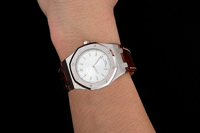Audemars Piguet Royal Oak Fondation White Dial Stainless Steel Case Brown Leather Strap new122203