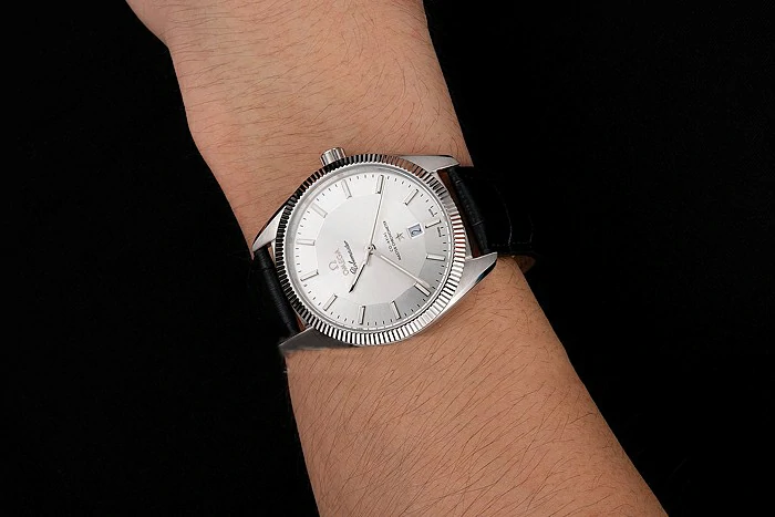Omega Globemaster Silver Dial Stainless Steel Case Black Leather Strap new122236