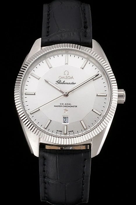 Omega Globemaster Silver Dial Stainless Steel Case Black Leather Strap new122236