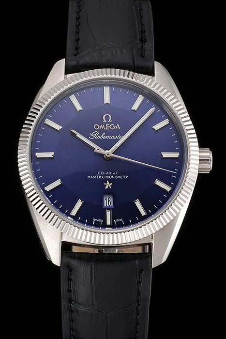 Omega Globemaster Blue Dial Stainless Steel Case Black Leather Strap new122238