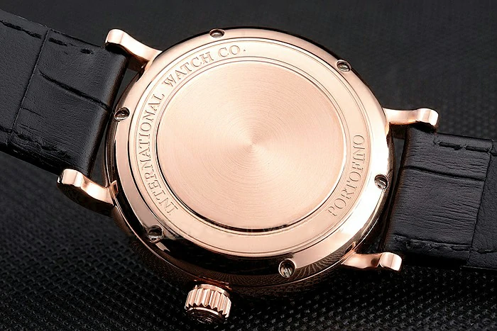 IWC Portofino Day And Night Pearl Dial Rose Gold Case Black Leather Strap new122442