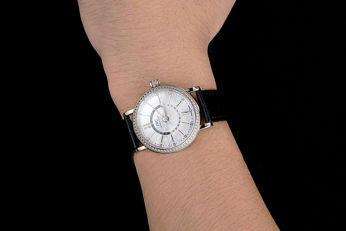 IWC Portofino Day And Night Silver Dial Stainless Steel Case Black Leather Strap new122446