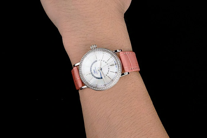 IWC Portofino Day And Night White Dial Stainless Steel Case Pink Leather Strap new122448