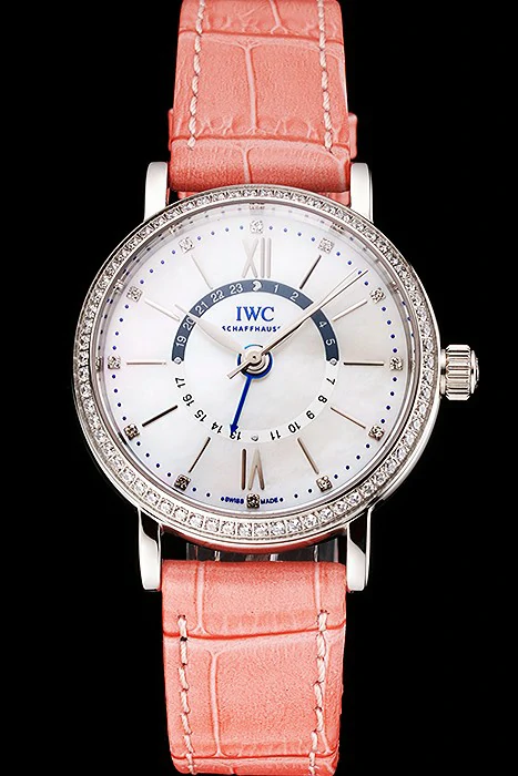 IWC Portofino Day And Night White Dial Stainless Steel Case Pink Leather Strap new122448