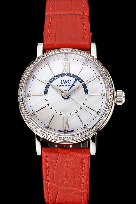 IWC Portofino Day And Night White Dial Stainless Steel Case Red Leather Strap new122449