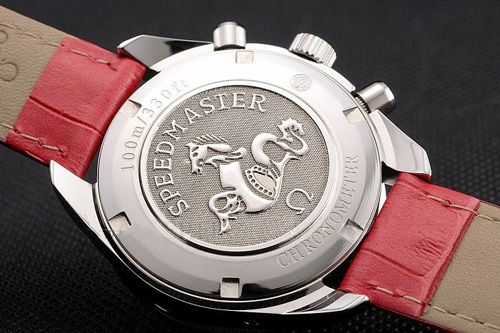 Omega Speedmaster White Dial Stainless Steel Case Diamond Bezel Pink Leather Strap new122466