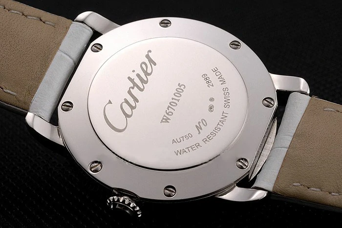 Cartier Ronde White Dial Stainless Steel Case White Leather Strap new122569