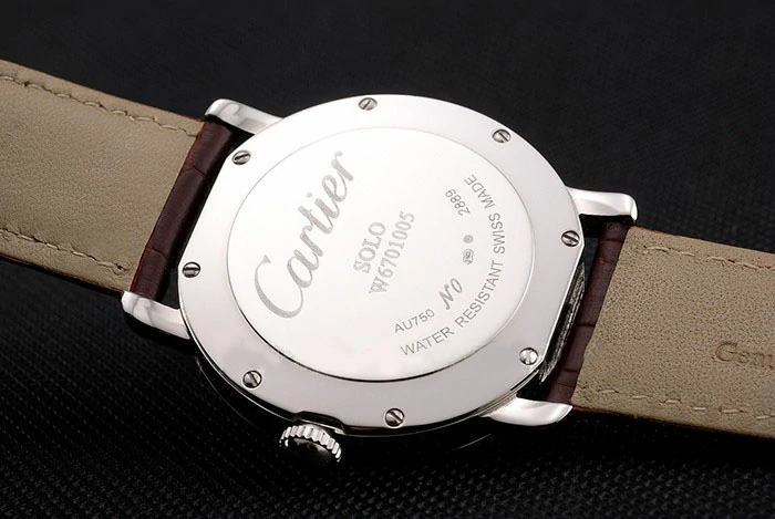 Cartier Ronde Solo Black Dial Diamond Hour Marks Stainless Steel Case Brown Leather Strap new122579