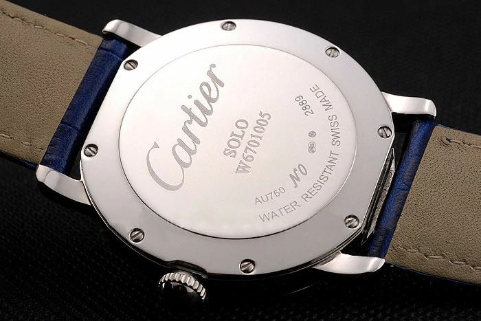 Cartier Ronde Solo White Dial Diamond Hour Marks Stainless Steel Case Blue Leather Strap new122580