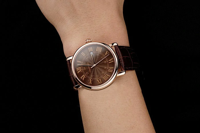 Cartier Ronde Solo Brown Dial Rose Gold Case Brown Leather Strap new122581