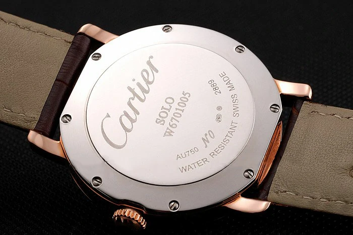 Cartier Ronde Solo Brown Dial Diamond Bezel Rose Gold Case Brown Leather Strap new122586