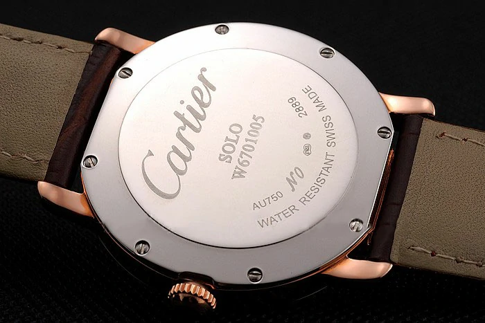 Cartier Ronde Solo Brown Dial Diamond Hour Marks And Bezel Rose Gold Case Brown Leather Strap new122587
