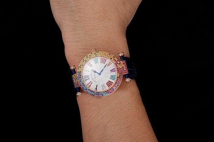 Franck Muller Double Mistery 4 Saisons White Dial Rose Gold Case Blue Leather Strap new122588