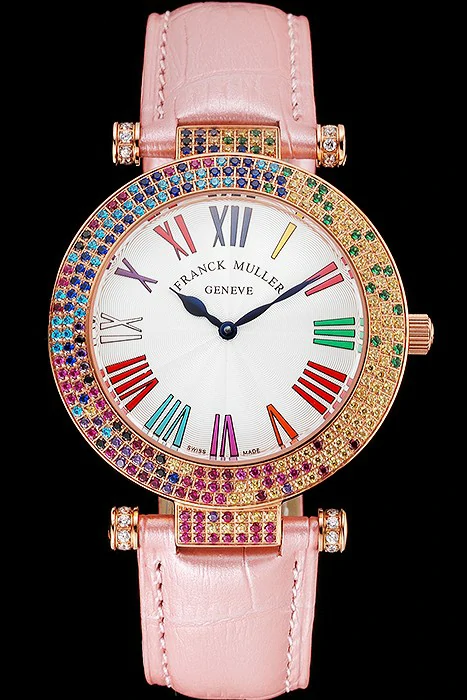 Franck Muller Double Mistery 4 Saisons White Dial Rose Gold Case Light Pink Leather Strap new122589