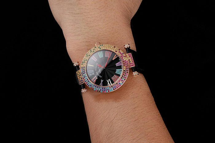 Franck Muller Double Mistery 4 Saisons Black Dial Rose Gold Case Black Leather Strap new122590