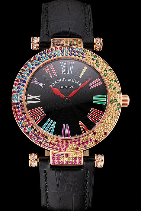 Franck Muller Double Mistery 4 Saisons Black Dial Rose Gold Case Black Leather Strap new122590