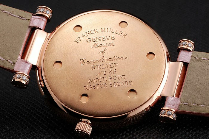 Franck Muller Double Mistery Ronde White Dial Rose Gold Case Light Pink Leather Strap new122591