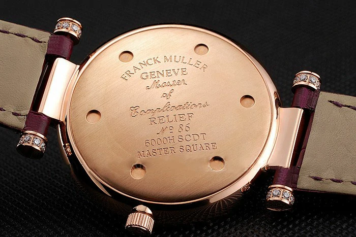 Franck Muller Double Mistery Ronde White Dial Rose Gold Case Plum Leather Strap new122592