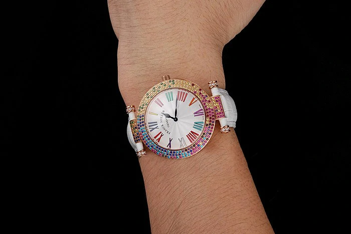 Franck Muller Double Mistery 4 Saisons White Dial Rose Gold Case White Leather Strap new122594