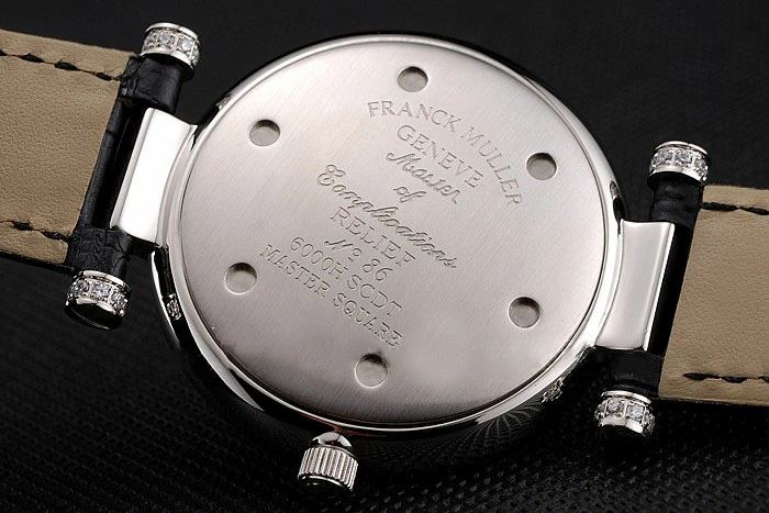 Franck Muller Double Mistery Ronde Black Dial Stainless Steel Case Black Leather Strap new122595