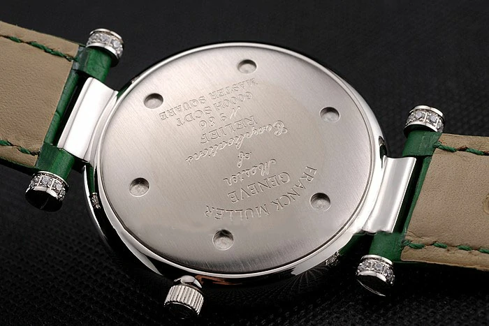 Franck Muller Double Mistery Ronde White Dial Stainless Steel Case Green Leather Strap new122596