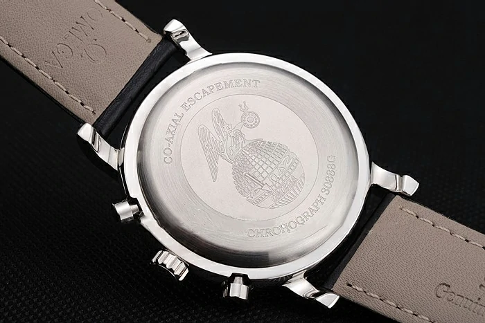 Omega Seamaster Vintage Chronograph White Dial Diamond Hour Marks Stainless Steel Case Black Leather Strap new122599
