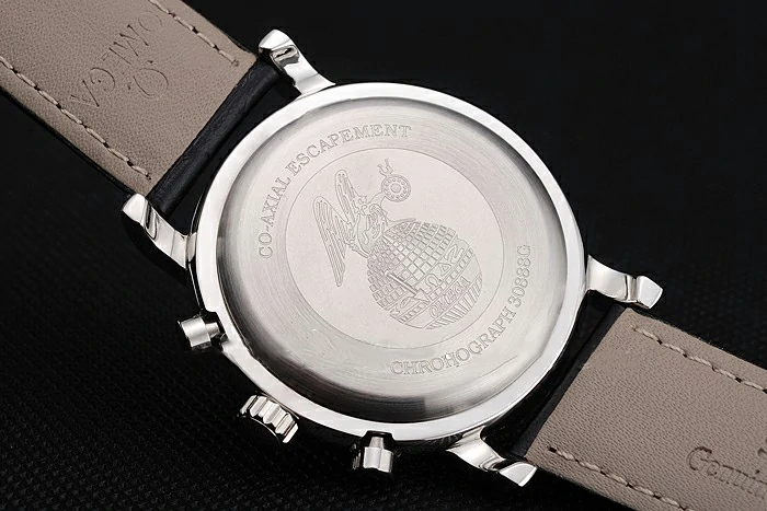 Omega Seamaster Vintage Chronograph Black Dial Diamond Hour Marks Stainless Steel Case Black Leather Strap new122601