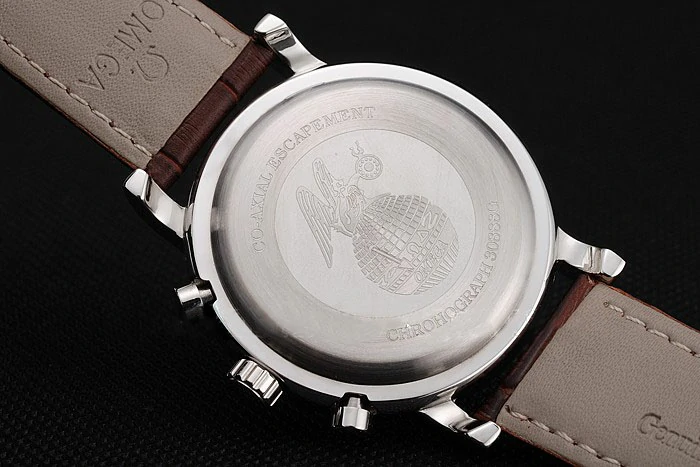 Omega Seamaster Vintage Chronograph White Dial Stainless Steel Case Brown Leather Strap new122609