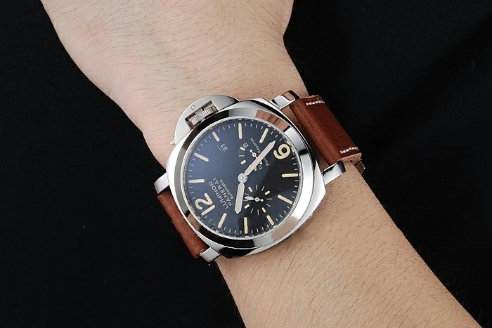 Panerai Luminor Automatic Power Reserve Black Dial Stainless Steel Case Brown Leather Strap new122722
