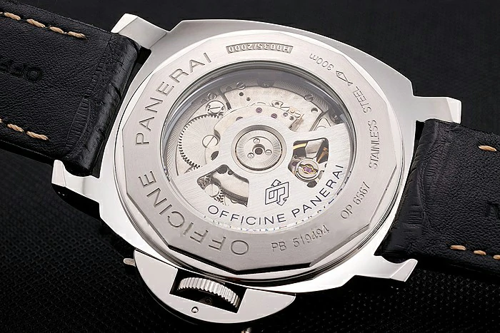 Panerai Luminor Automatic Power Reserve Black Embossed Dial Stainless Steel Case Black Leather Strap new122723