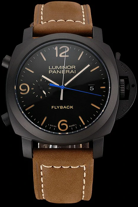Panerai Luminor 1950 3 Days Chrono Flyback Black Dial Black Case Brown Leather Strap new122726