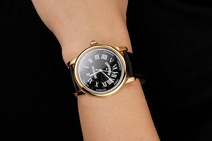 Cartier Rotonde Annual Calendar Black Dial Gold Case Black Leather Strap new122741