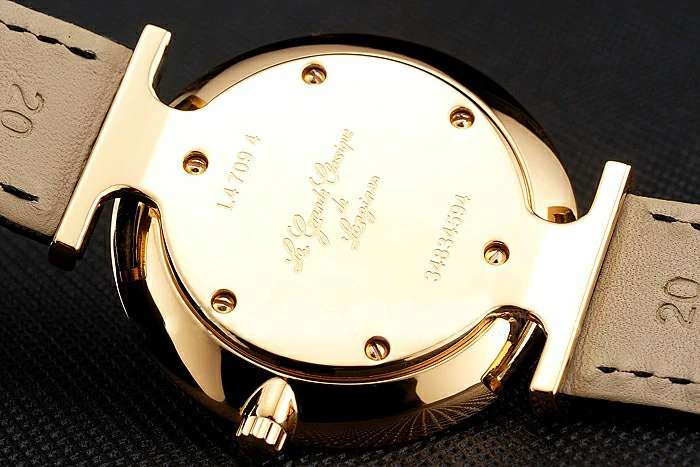 Longines Grande Classique Gold Dial Gold Case Black Leather Strap new122758