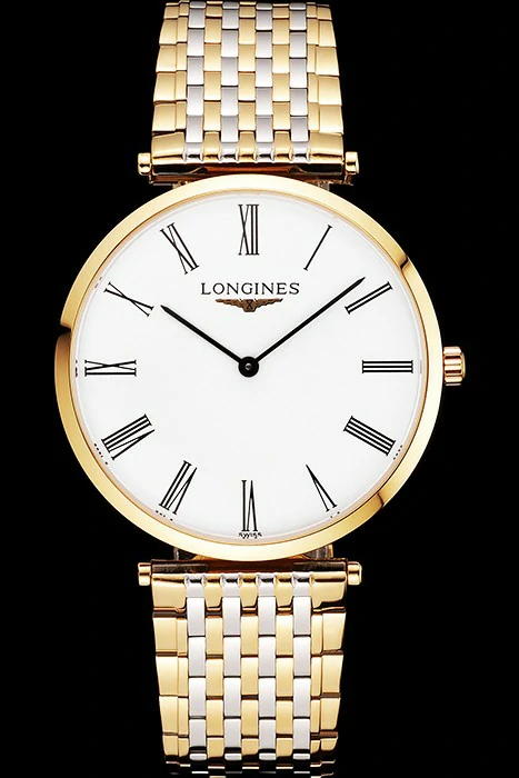 Longines Grande Classique White Dial Roman Numerals Gold Case Two Tone Bracelet new122766