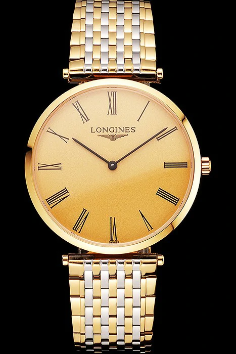 Longines Grande Classique Gold Dial Roman Numerals Gold Case Two Tone Bracelet new122769
