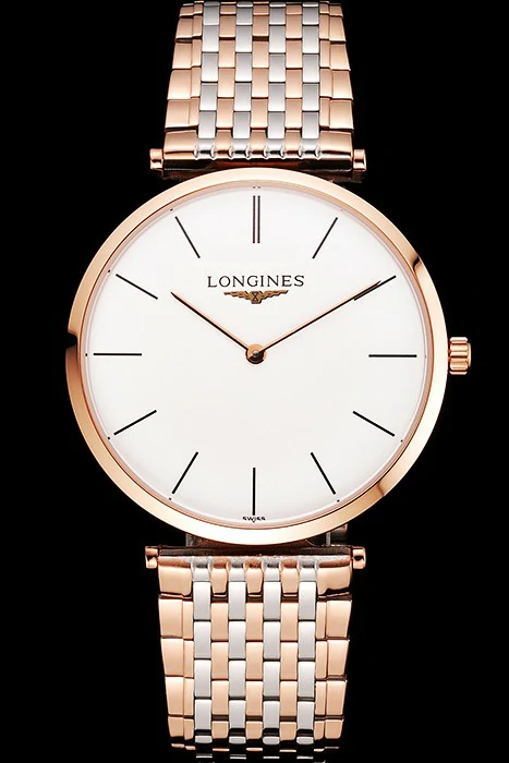Longines Grande Classique White Dial Rose Gold Case Two Tone Bracelet new122774