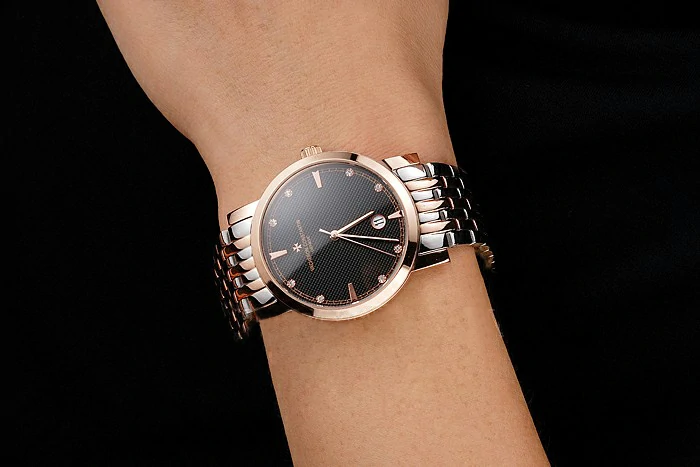 Vacheron Constantin Fine Black Dial Rose Gold Case Two Tone Bracelet new122785