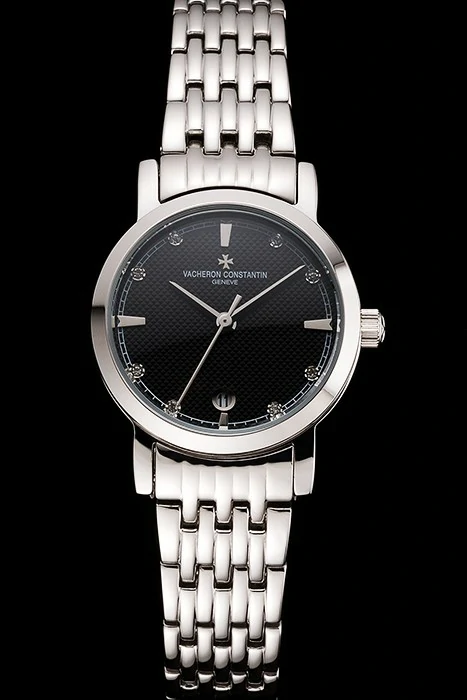 Vacheron Constantin Fine Black Dial Silver Marks Stainless Steel Case And Bracelet new122788