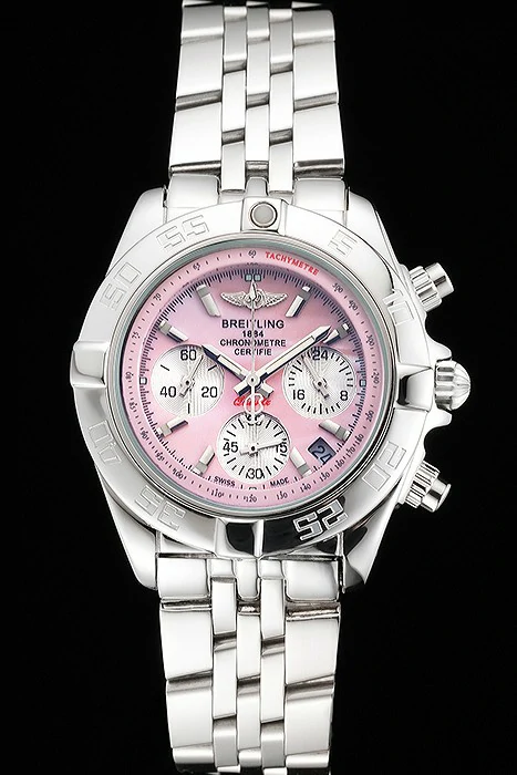 Breitling Chronomat Quartz Pink Dial Stainless Steel Case And Bracelet new122880
