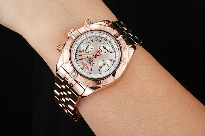 Breitling Chronomat Quartz Pearl Dial Rose Gold Case And Bracelet new122885
