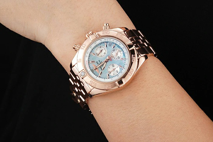 Breitling Chronomat Quartz Light Blue Dial Rose Gold Case And Bracelet new122887