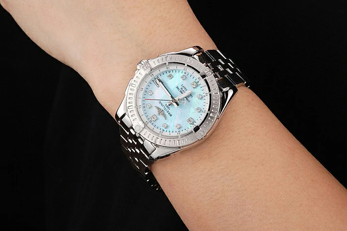 Breitling Colt Lady Light Blue Dial Diamond Hour Marks Stainless Steel Case And Bracelet new122890