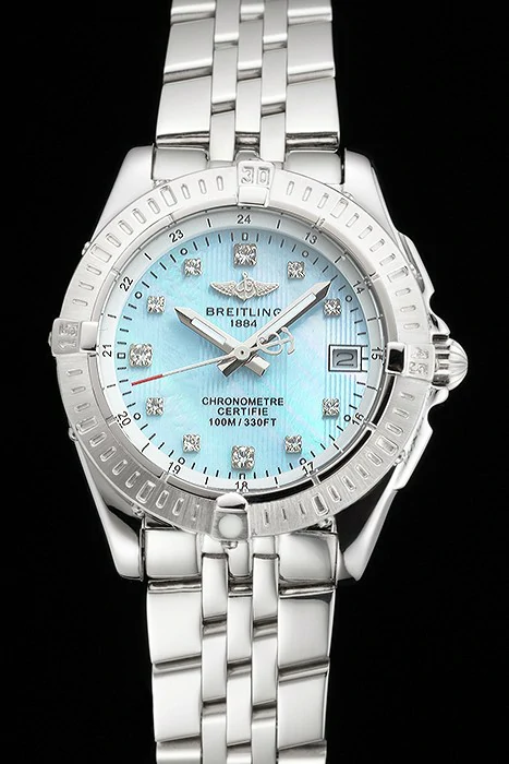 Breitling Colt Lady Light Blue Dial Diamond Hour Marks Stainless Steel Case And Bracelet new122890