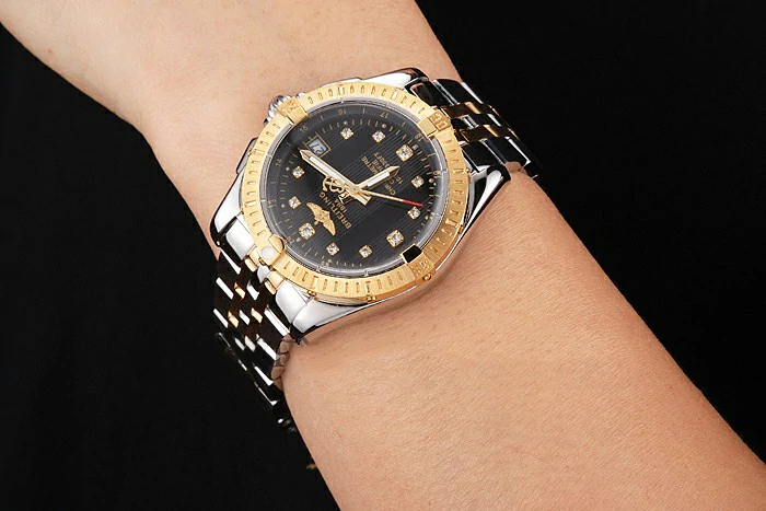 Breitling Colt Lady Black Dial Diamond Hour Marks Gold Bezel Stainless Steel Case Two Tone Bracelet new122892