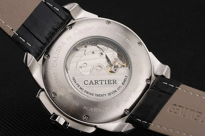 Cartier Calibre De Cartier Small Seconds White Dial Stainless Steel Case Black Leather Strap new122909